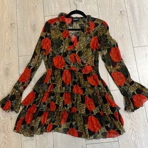 The Kooples long sleeve leopard/rose dress.